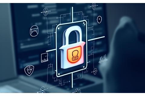 Icono de un candado digital con un escudo y un ordenador, Ciberseguridad para el Teletrabajo.