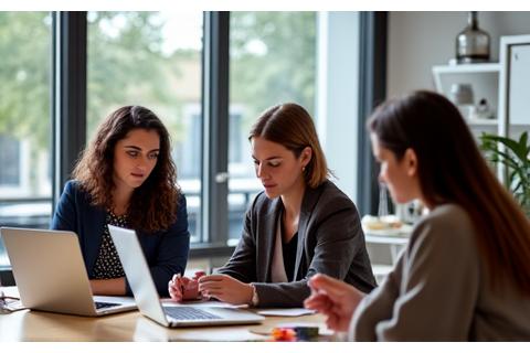 Personas colaborando en un entorno de oficina dinámico, Consultoría de Flexibilidad Laboral.
