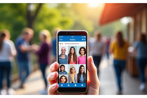 Smartphone mostrando una aplicación de red social comunitaria con personas interactuando, Desarrollo de Plataformas Comunitarias Locales.